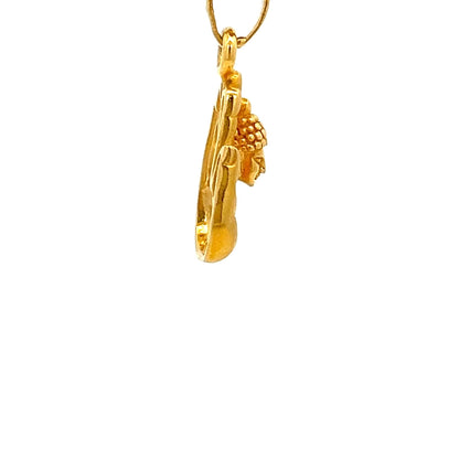 22ct Gold Ganesh Pendant with Decorative Textured Detail - FJewellery