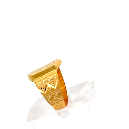 22ct Gold Geometric Pattern Signet Ring - FJewellery