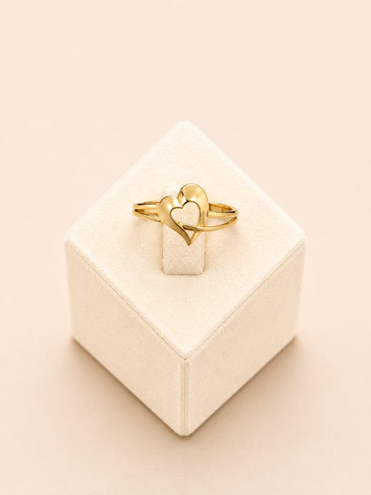22ct Gold Heart Design Ring with Openwork Detail - FJewellery