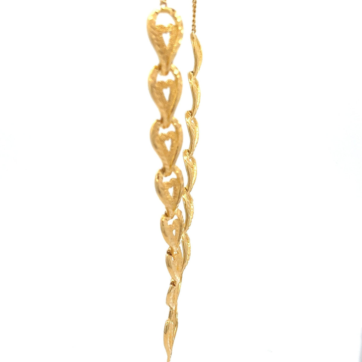 22ct Gold Heart Link Pendant Necklace with Textured Detail - FJewellery