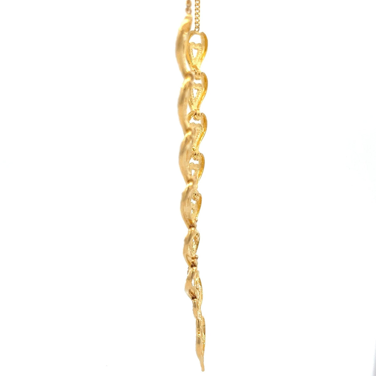 22ct Gold Heart Link Pendant Necklace with Textured Detail - FJewellery