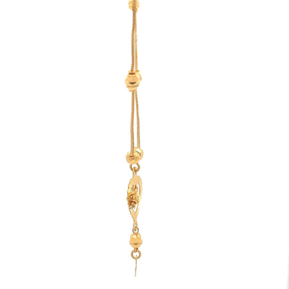 22ct Gold Heart Pendant Necklace with Textured Bead Details - FJewellery