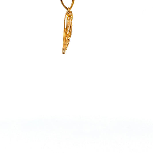 22ct Gold Heart Pendant with Clear Stone Cluster - FJewellery