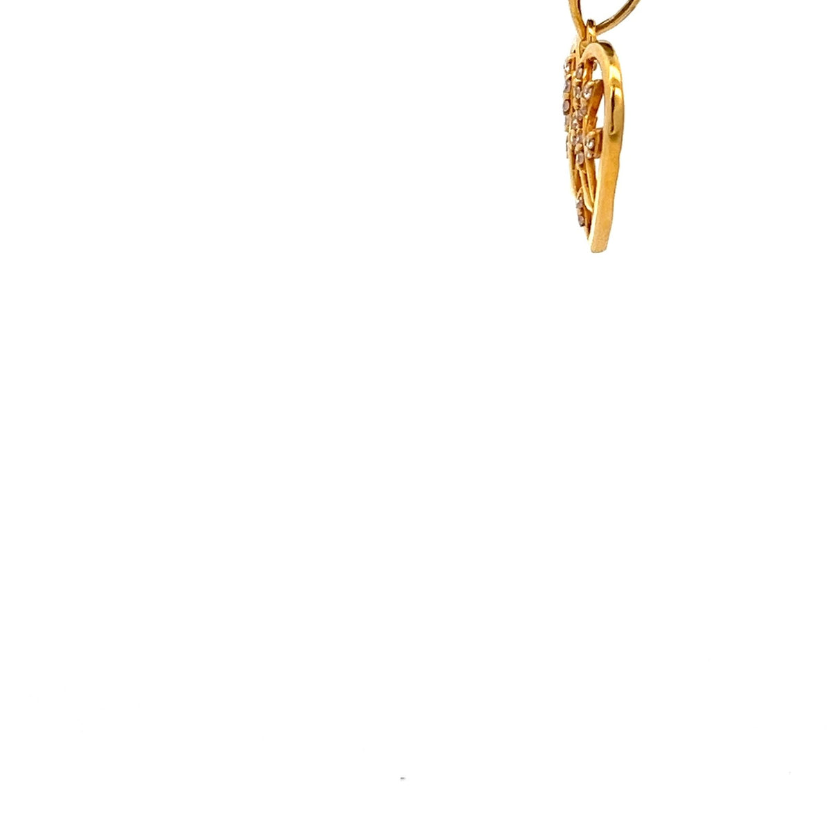 22ct Gold Heart Pendant with Clear Stone Leaf Design - FJewellery