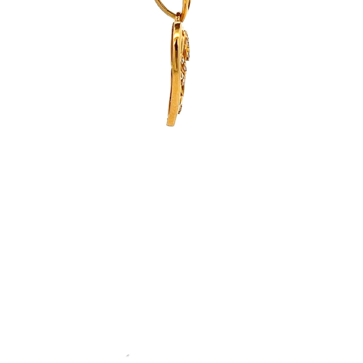 22ct Gold Heart Pendant with Clear Stone Leaf Design - FJewellery