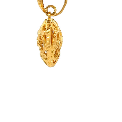22ct Gold Heart Pendant with Openwork Floral Design - FJewellery