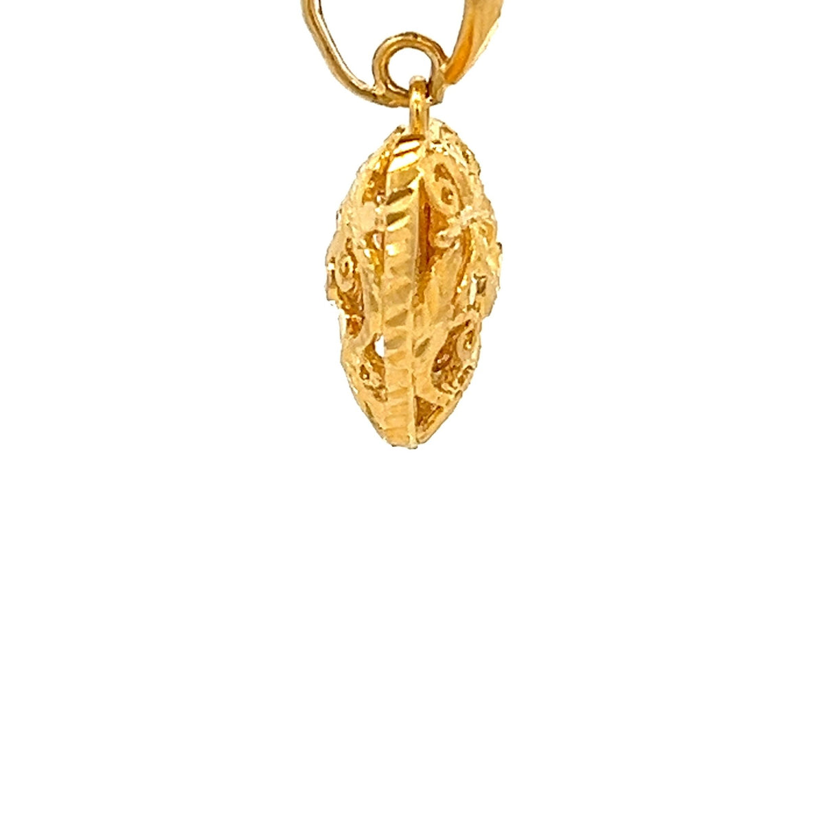 22ct Gold Heart Pendant with Openwork Floral Design - FJewellery