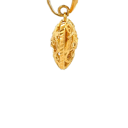 22ct Gold Heart Pendant with Openwork Floral Design - FJewellery