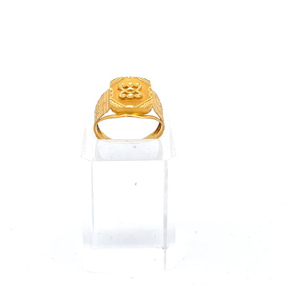 22ct Gold Hexagonal Signet Ring with Raised Motif - FJewellery