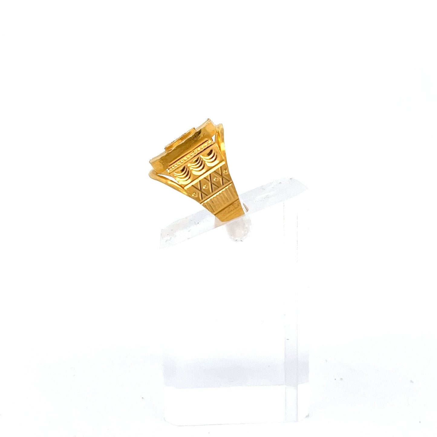 22ct Gold Hexagonal Signet Ring with Raised Motif - FJewellery
