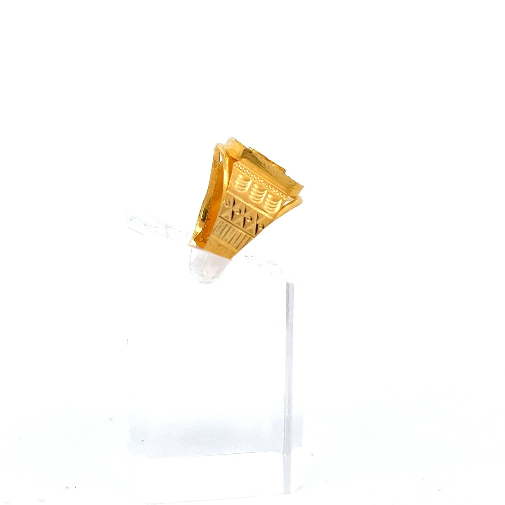 22ct Gold Hexagonal Signet Ring with Raised Motif - FJewellery
