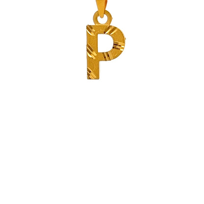 22ct Gold Initial P Pendant with Engraved Detail - FJewellery
