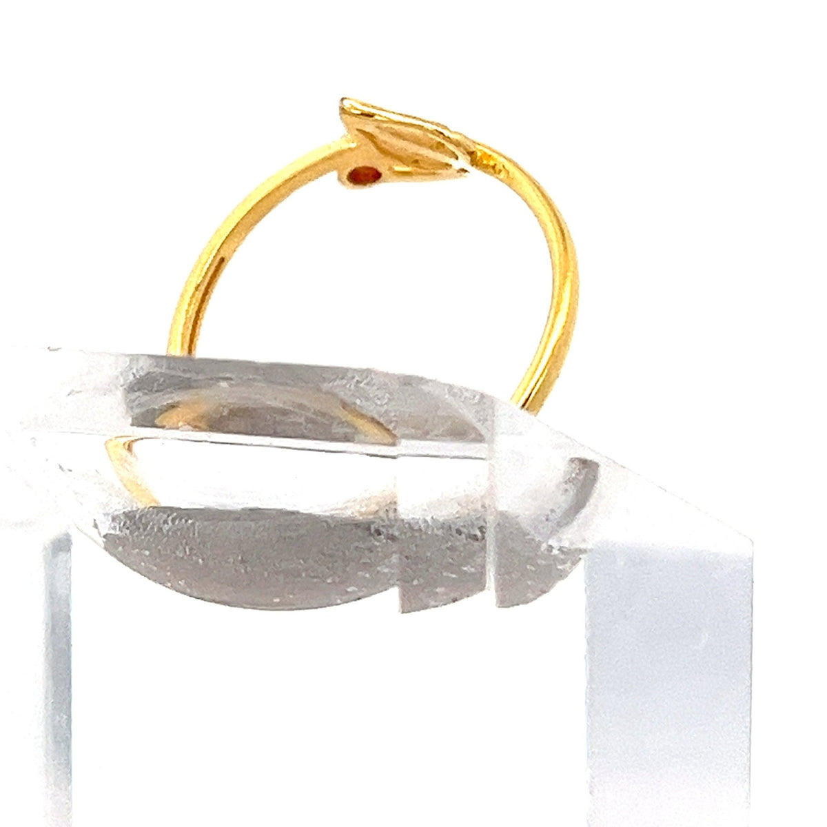 22ct Gold Leaf Design Ring with Clear Stone Detail - FJewellery