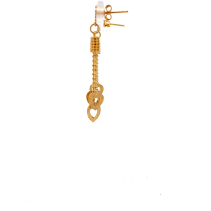 22ct Gold Long Drop Earrings with Open Heart Links - FJewellery