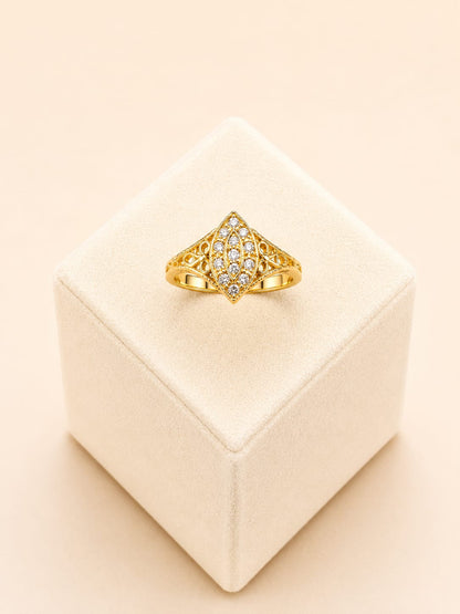 22ct Gold Marquise Cluster Ring with Clear Stones - FJewellery