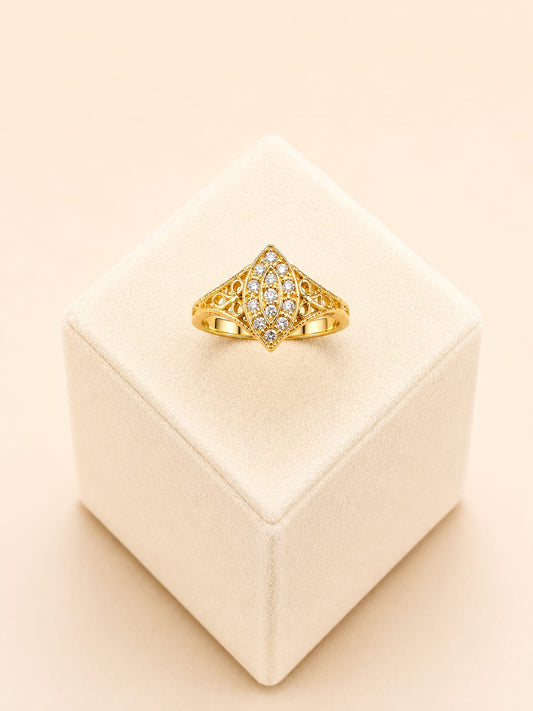 22ct Gold Marquise Cluster Ring with Clear Stones - FJewellery