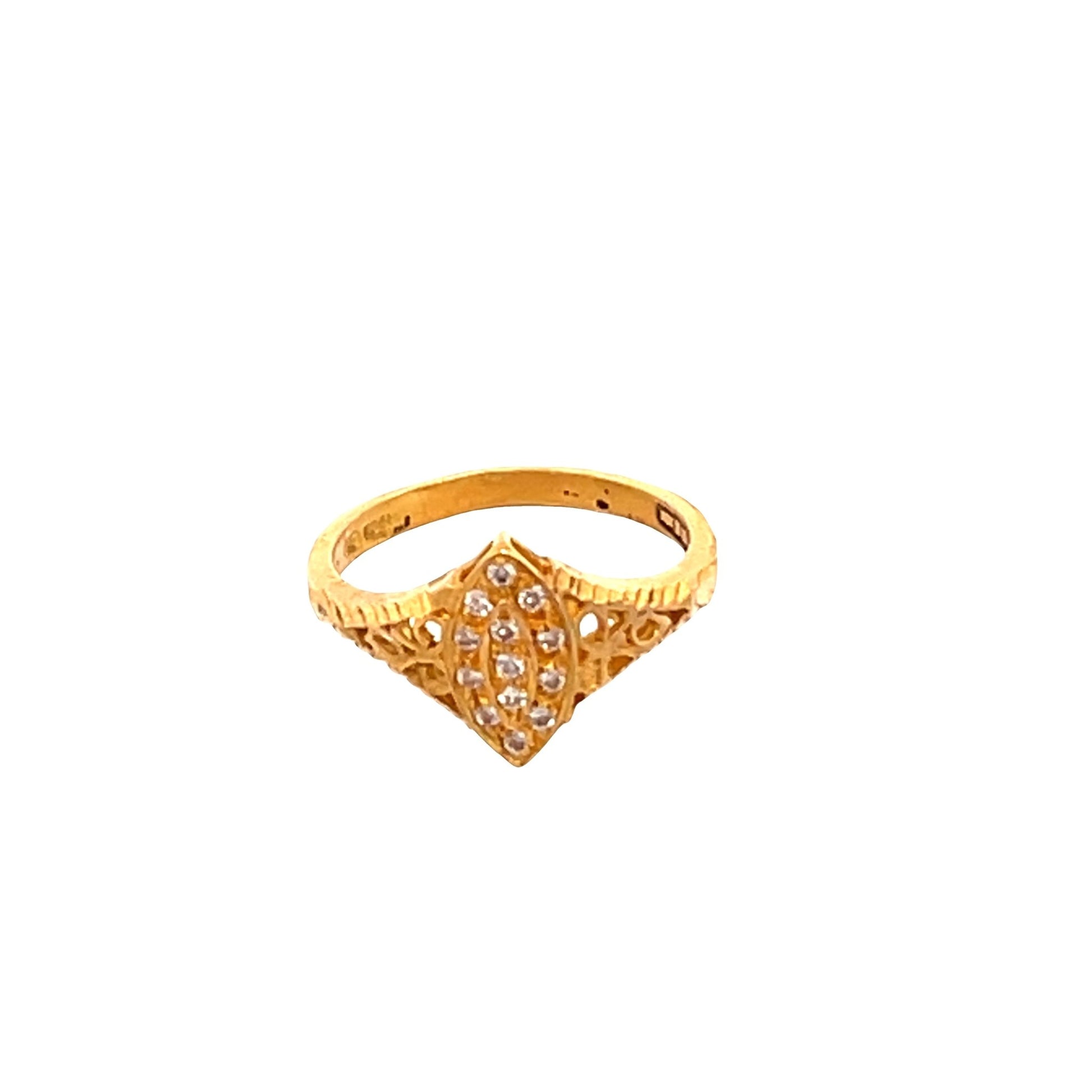 22ct Gold Marquise Cluster Ring with Clear Stones - FJewellery