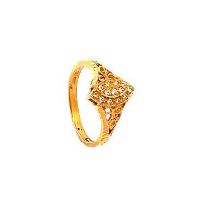 22ct Gold Marquise Cluster Ring with Clear Stones - FJewellery
