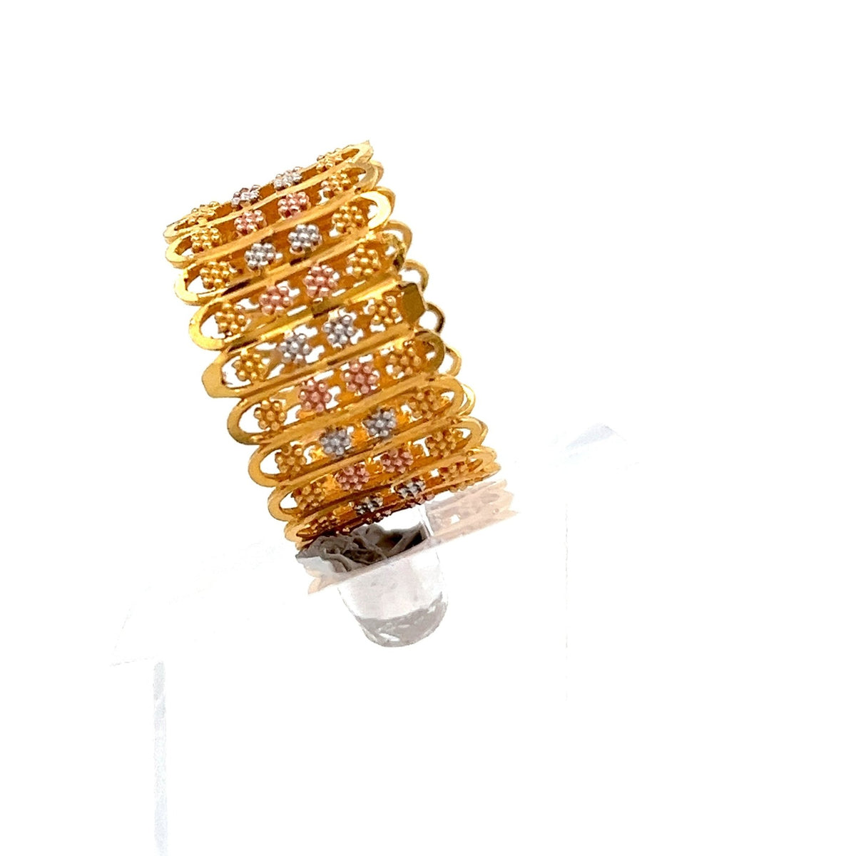 22ct Gold Multi-Row Textured Pattern Ring - FJewellery