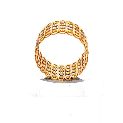 22ct Gold Multi-Row Textured Pattern Ring - FJewellery