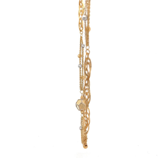 22ct Gold Multi-Strand Necklace with Textured Hexagonal Feature - FJewellery