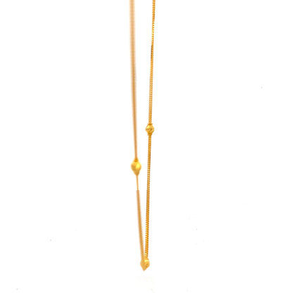 22ct Gold Necklace with Beaded Stations and Drop Detail - FJewellery
