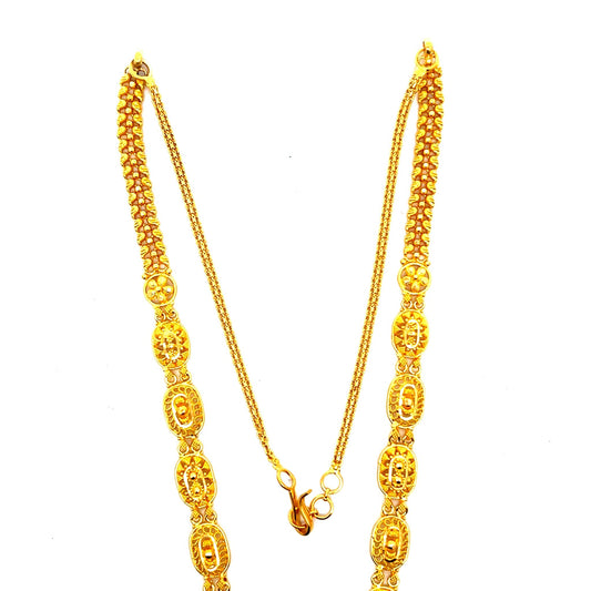 22ct Gold Necklace with Ornate Circular Pendant - FJewellery