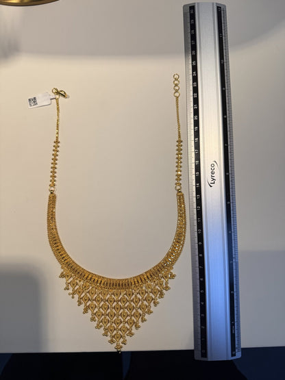 22ct Gold Necklace with Teardrop Stone Fringe - FJewellery