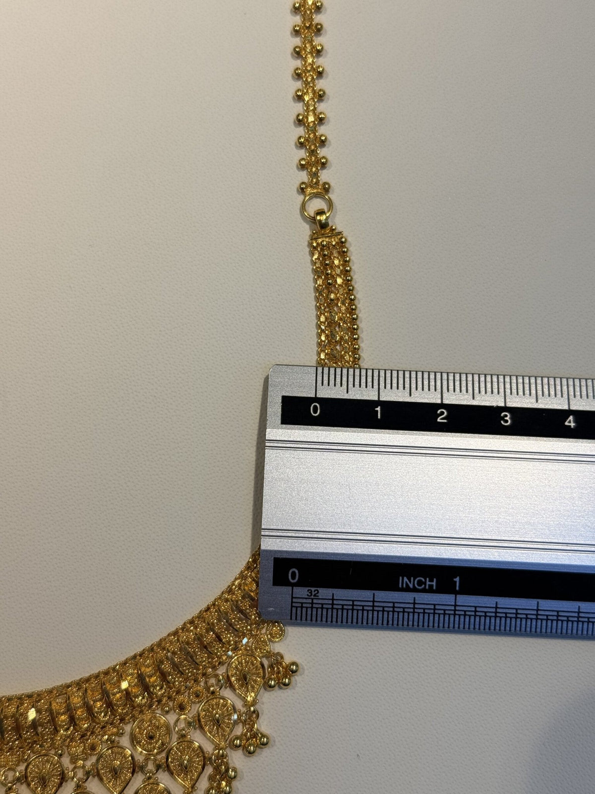 22ct Gold Necklace with Teardrop Stone Fringe - FJewellery