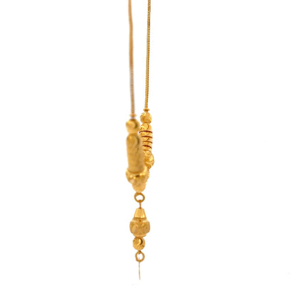22ct Gold Necklace with Textured Bead and Drop Pendant - FJewellery