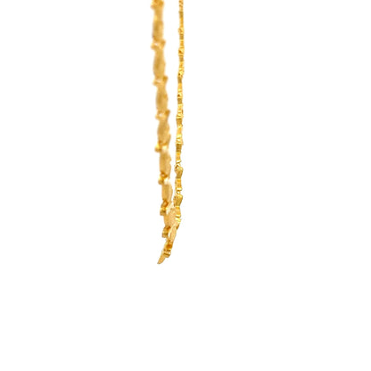 22ct Gold Necklace with Textured Links and Openwork Pendant - FJewellery