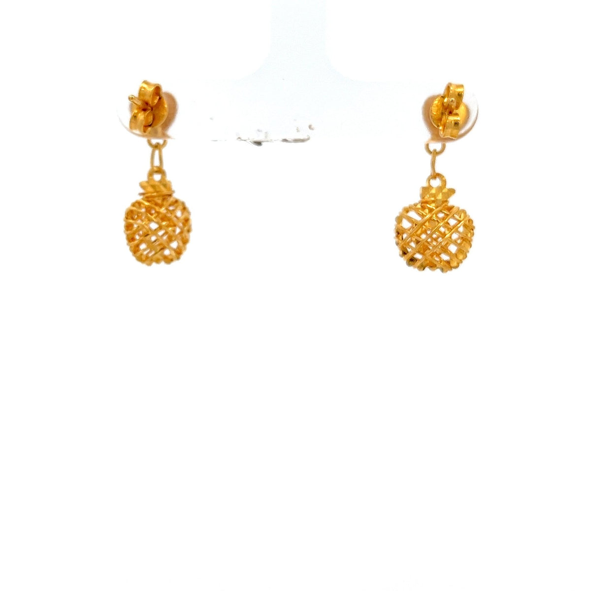 22ct Gold Openwork Lattice Drop Earrings - FJewellery