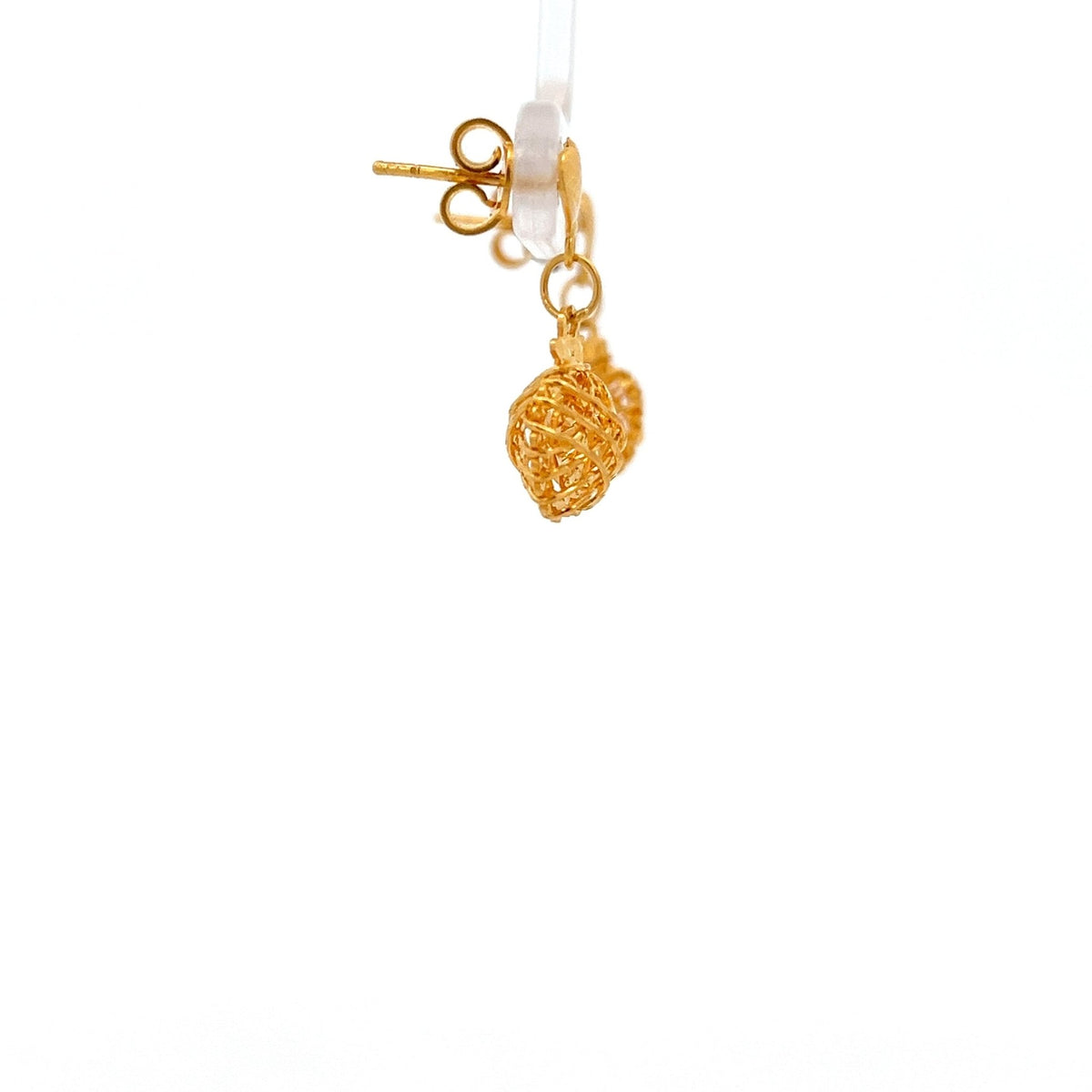 22ct Gold Openwork Lattice Drop Earrings - FJewellery