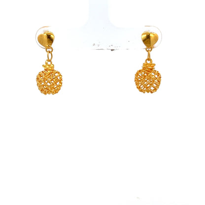 22ct Gold Openwork Lattice Drop Earrings - FJewellery