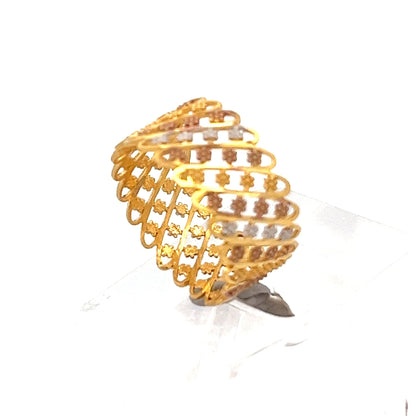 22ct Gold Openwork Multi-Row Stone-Set Ring - FJewellery