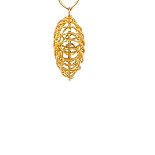 22ct Gold Openwork Oval and Heart Design Pendant - FJewellery