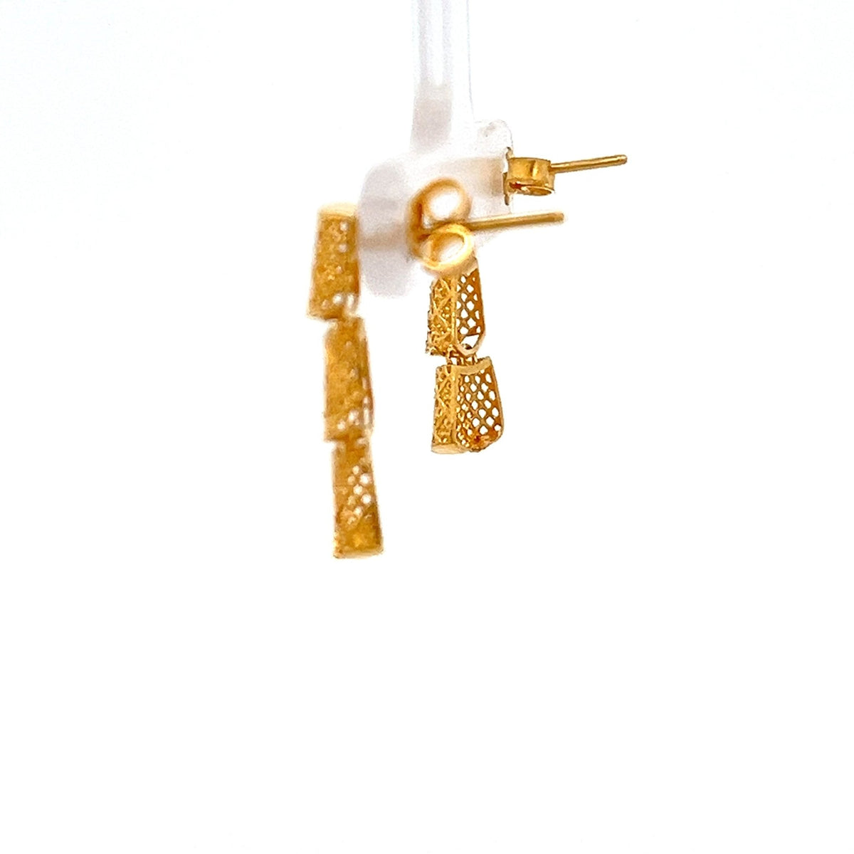 22ct Gold Openwork Triple Drop Earrings - FJewellery