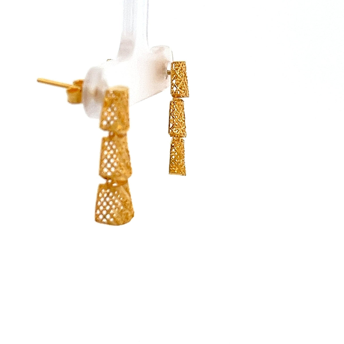 22ct Gold Openwork Triple Drop Earrings - FJewellery