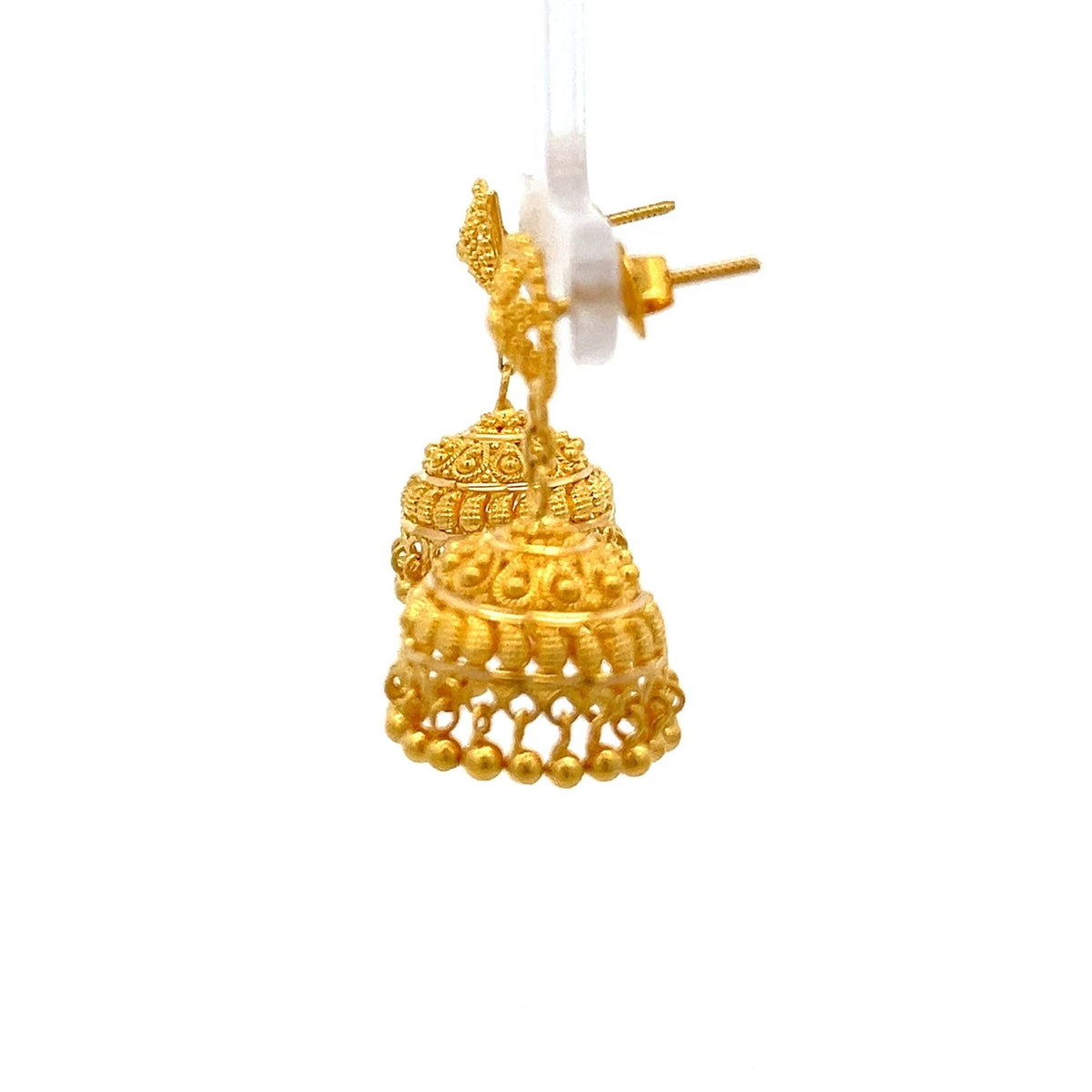 22ct Gold Ornate Domed Jhumka Drop Earrings - FJewellery