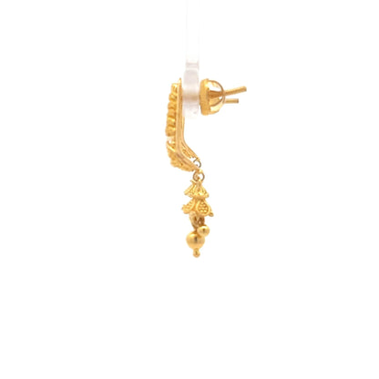 22ct Gold Ornate Drop Earrings with Beaded Pendant Details - FJewellery