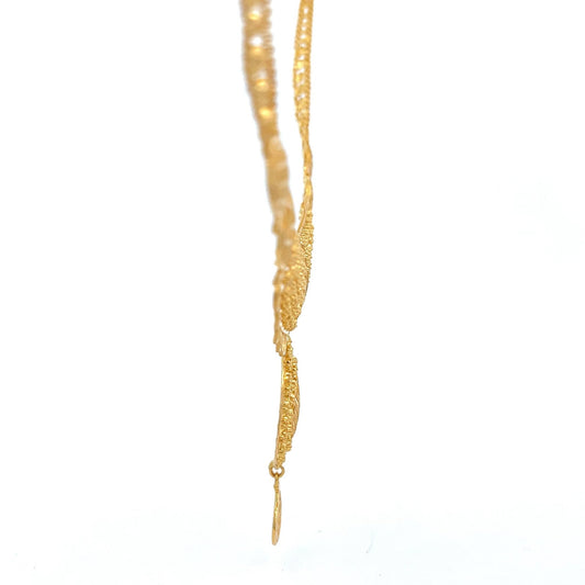 22ct Gold Ornate Filigree Necklace with Teardrop Pendant - FJewellery