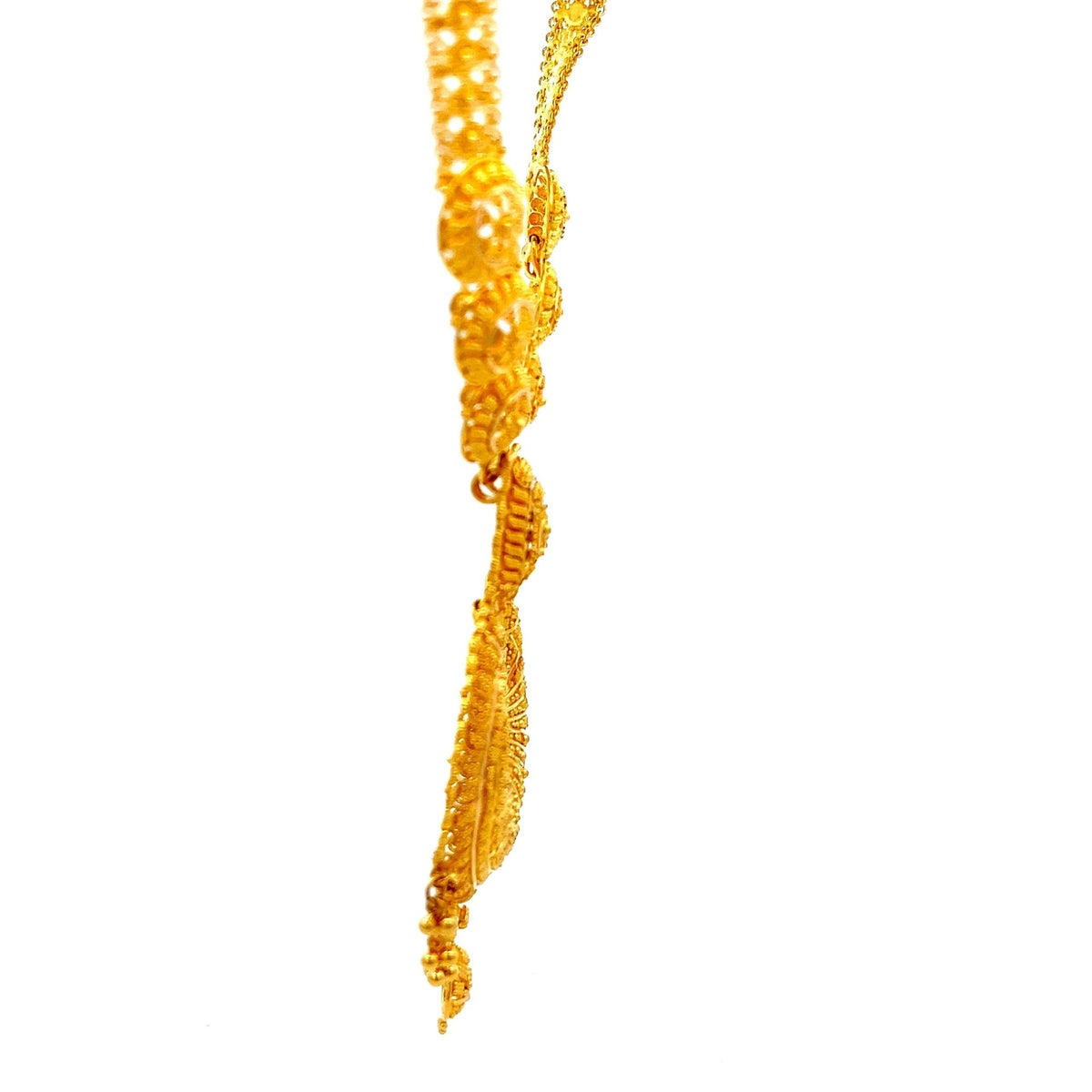 22ct Gold Ornate Filigree Pendant Necklace with Drop Details - FJewellery