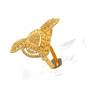 22ct Gold Ornate Four-Leaf Cluster Ring - FJewellery