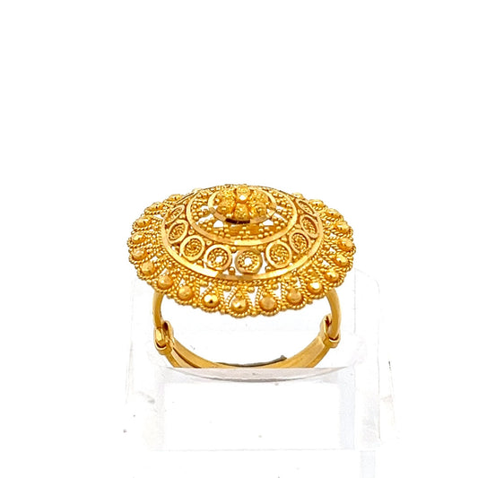 22ct Gold Ornate Oval Filigree Cluster Ring - FJewellery