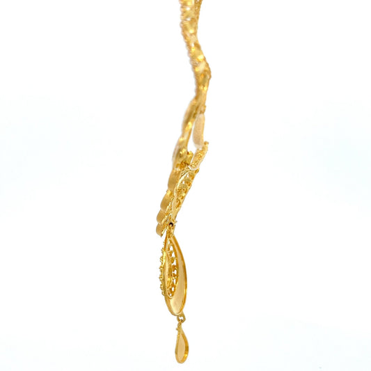 22ct Gold Ornate Teardrop Pendant Necklace with Openwork Detail - FJewellery