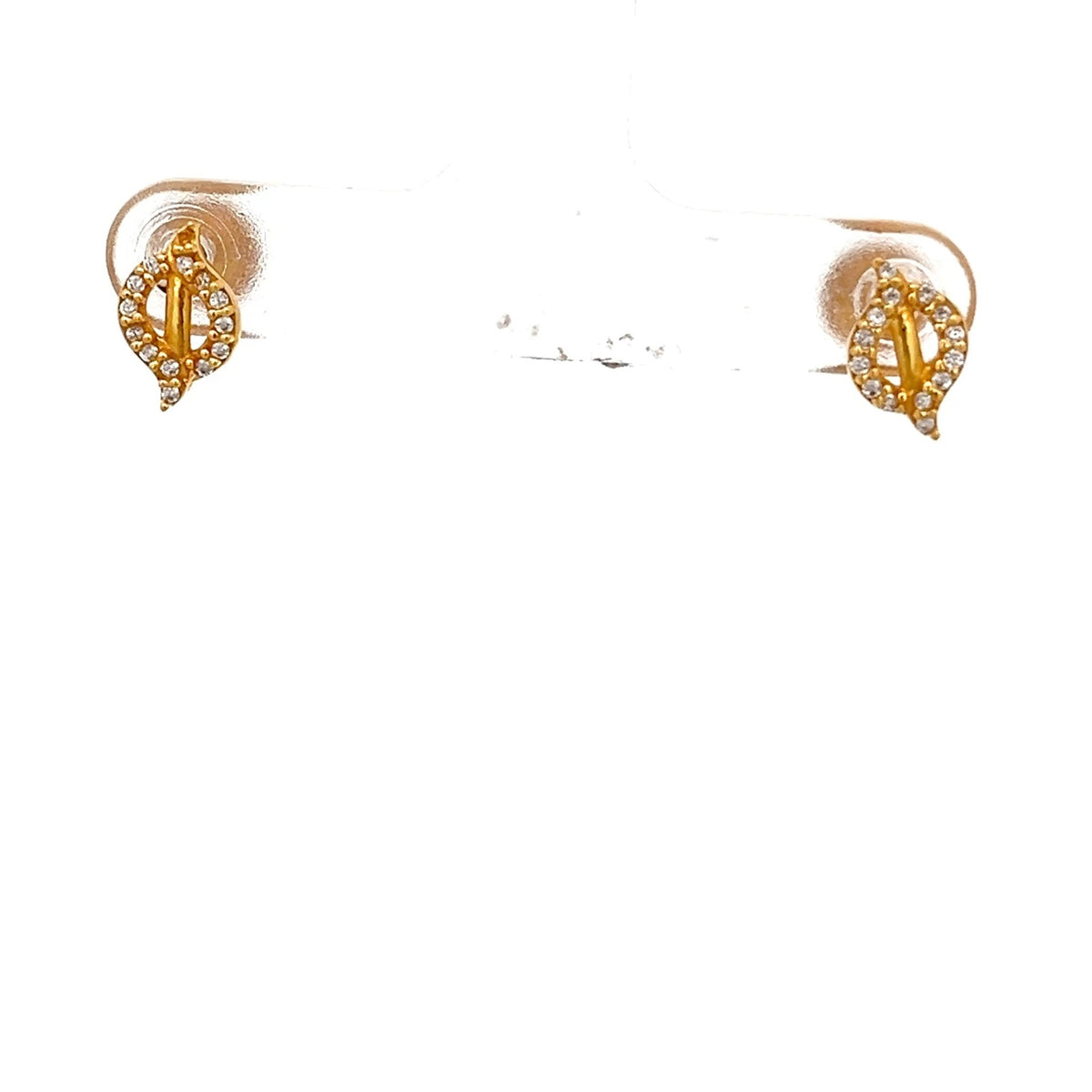 22ct Gold Oval Clear Stone Cluster Stud Earrings - FJewellery