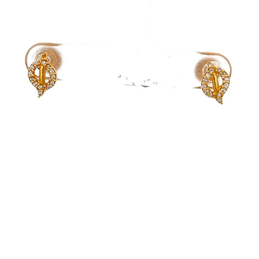 22ct Gold Oval Clear Stone Cluster Stud Earrings - FJewellery