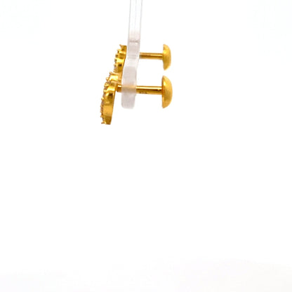 22ct Gold Oval Clear Stone Cluster Stud Earrings - FJewellery