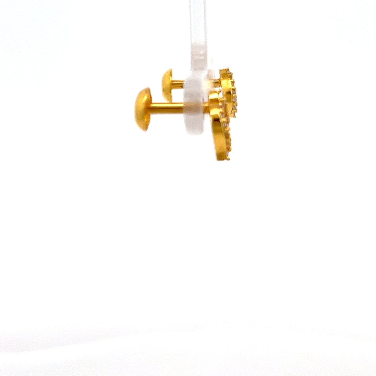 22ct Gold Oval Clear Stone Cluster Stud Earrings - FJewellery