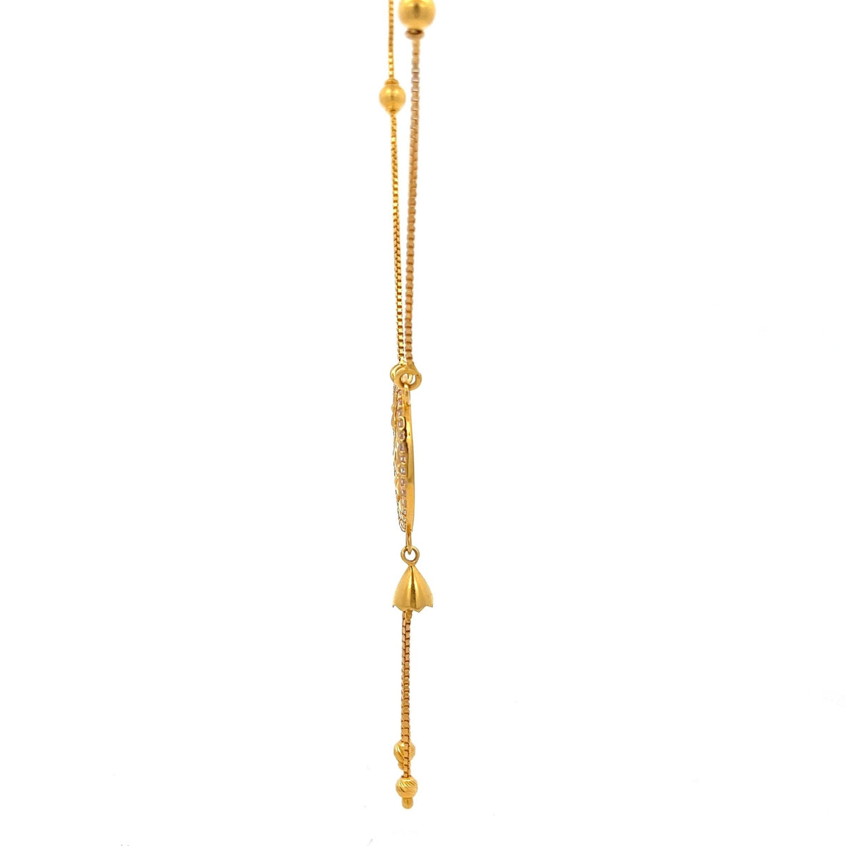 22ct Gold Oval Honeycomb Floral Drop Necklace - FJewellery